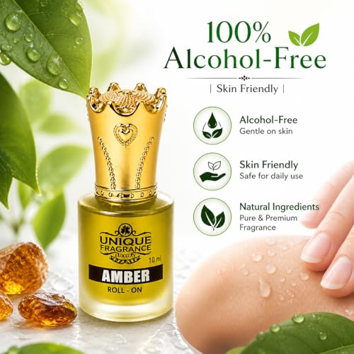 Image of Unique Amber Attar Roll On 8ml | Premium Mysore Amber Perfume Oil | Long Lasting Alcohol-Free Fragrance | Unisex Roll-On Ittar for Men & Women