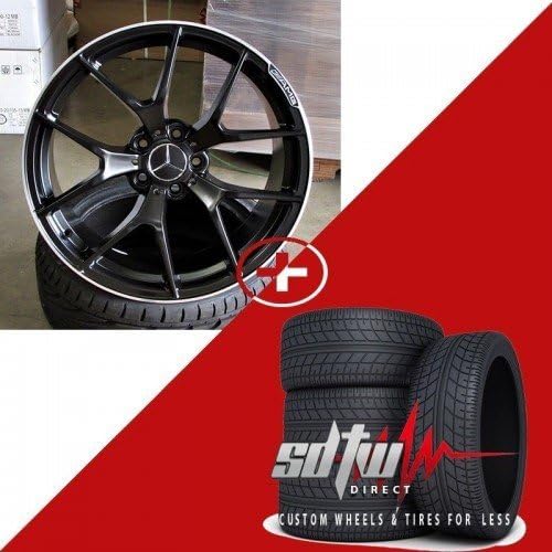 19" Mercedes C63 Style 507 Machined Black Wheels Rims w/ Tires Fits E Class E300