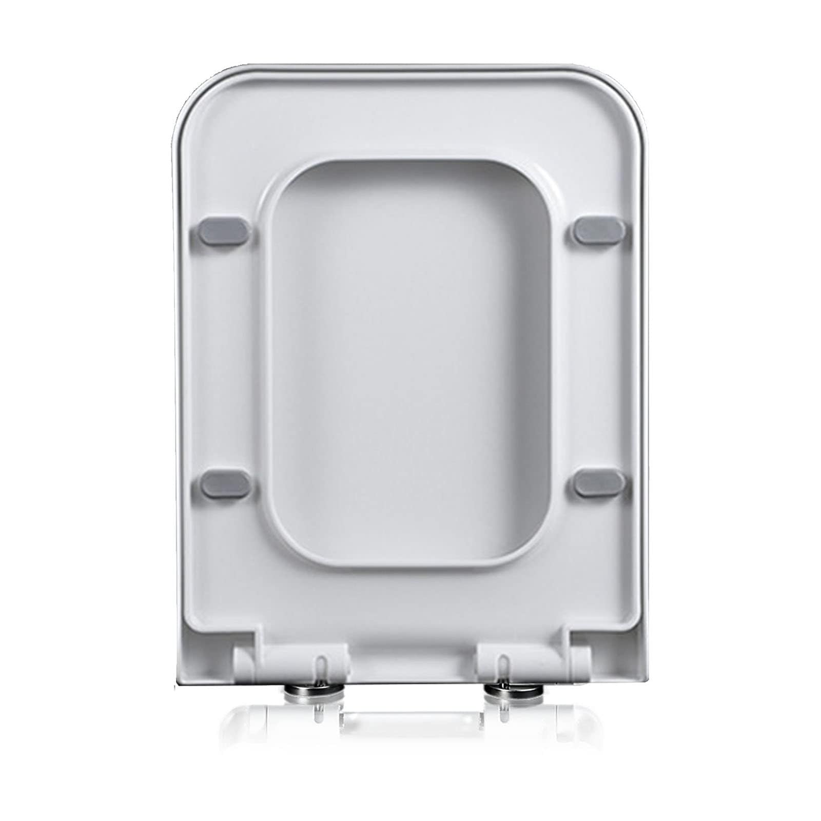 Brigtviee Men's White Elongated Square Toilet Seat With Cover, Slow-Close, Quick-Release For Easy Cleaning Top Fixing Adjustable Hinges, Square Toilet Lid,04F