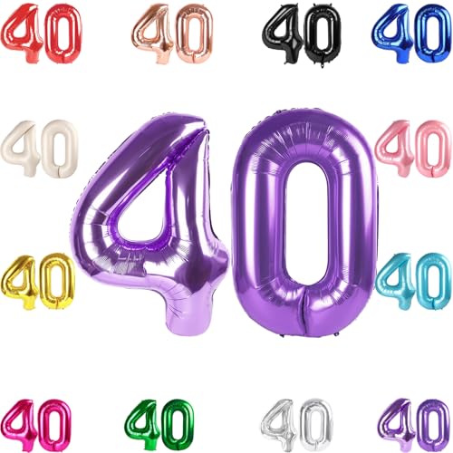 Purple Number 40 Balloon 40 Inch - 40th Balloon Number Birthday Decorations