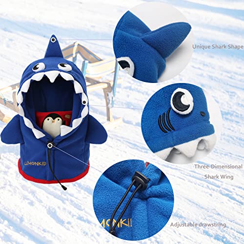 Kids Balaclava Ski Mask, 3 in 1 Boys/Girls Children's Fleece Full Face Masks Hood Windproof Outdoor Cycling Winter Cold Weather Hat Shark2