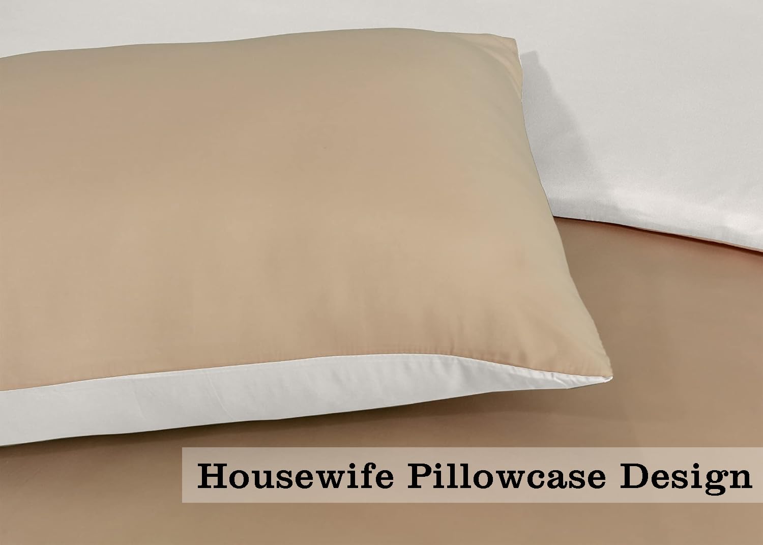 Ev Dekor Single Duvet Cover Set - Reversible Brushed Microfiber Bedding- Plain Dye Quilt Cover with Pillowcase - Mink/Cream - Image 3