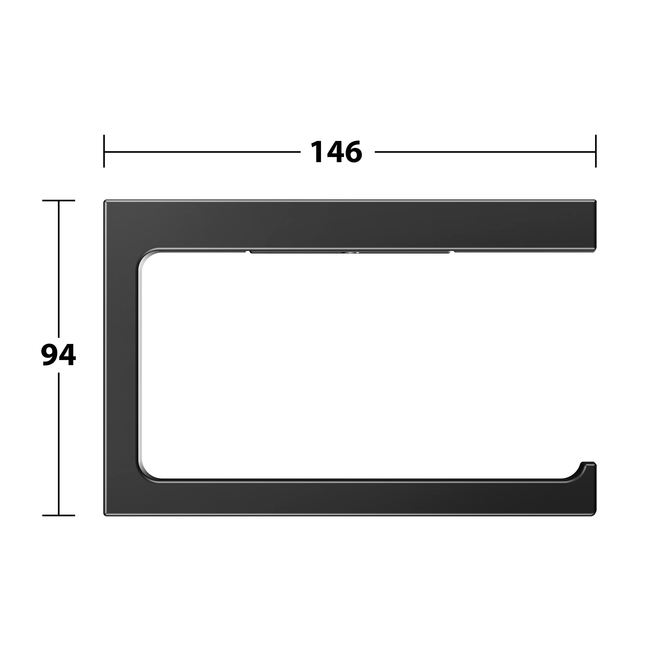 Keuco Edition 11 Portarrollos WC, Forma Abierta, Metal Negro Mate | Made in Germany, orientable, incl. tornillos y tacos, soporte para papel higiénico para taladrar