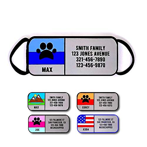 LYP Soundless Slide-On Collar Dog ID Tag - Designer Deep Engraved Silicone – Engraving Will Last - Pet ID Tags, Dog Tags, Cat Tags (Paw - Blue, Large)