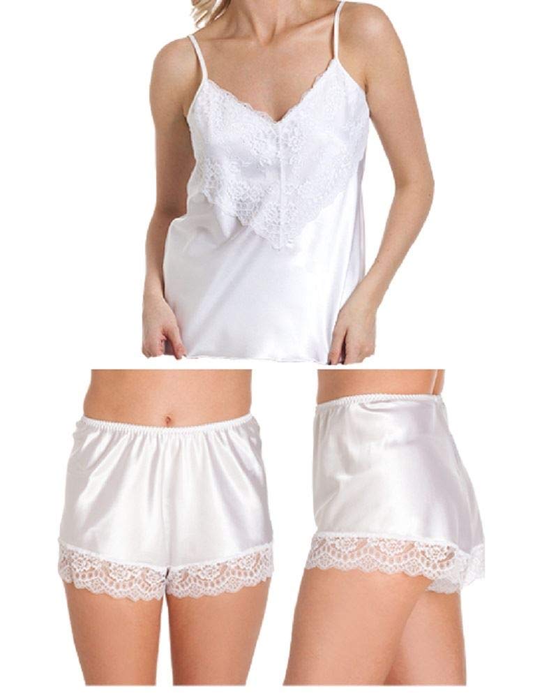 Undercover CT46-F58 Womens Luxury Satin Camisole Knicker Set White XOS