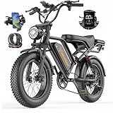 Snokco BK20 Bicicletta elettrica per adulti 48 V 20 Ah / 48 V Batteria rimovibile 50-100 km Mountain bike elettrica da 20 pollici, doppia sospensione, 7 marce, doppio freno a disco