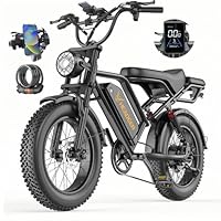 Snokco BK20 Bicicletta elettrica per adulti 48 V 20 Ah / 48 V Batteria rimovibile 50-100 km Mountain bike elettrica da 20 pollici, doppia sospensione, 7 marce, doppio freno a disco