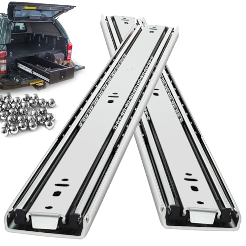 VAGUDE Heavy Duty Drawer Slides Full Extension Side Mount 14 16 18 20 22 24 26 28 30 32 34 36 40 Inch 150 Lbs Metal Dresser Cabine Rails Tracks Glides Runner 1 Pair (Without Lock, 12 Inch)