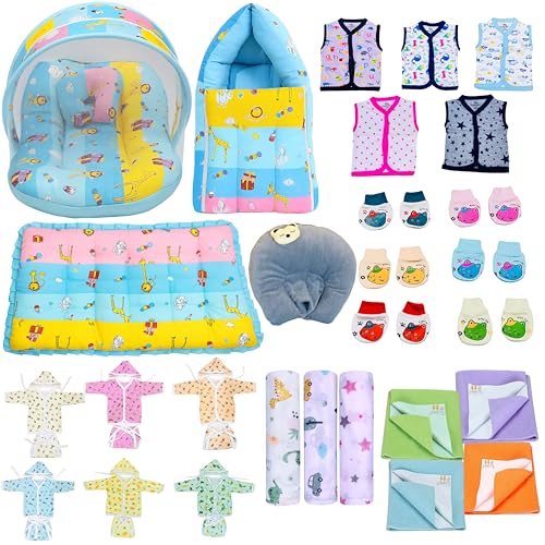 Image of Infantbond by fareto All Season use Baby Essentials Combo | Baby Products | Baby Gift Set | Baby Combo Set for new Born (0-6months)(Pack of 41) (Blue ziffi)