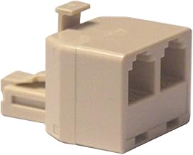 Telephone T-Adapter, Single to Dual Jack, Ivory