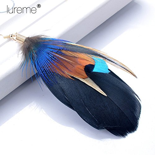 Lureme Bohemian Jewelry Multicolor Drop Shaped Peacock Feather Hook Dangle Earrings (02003508)4