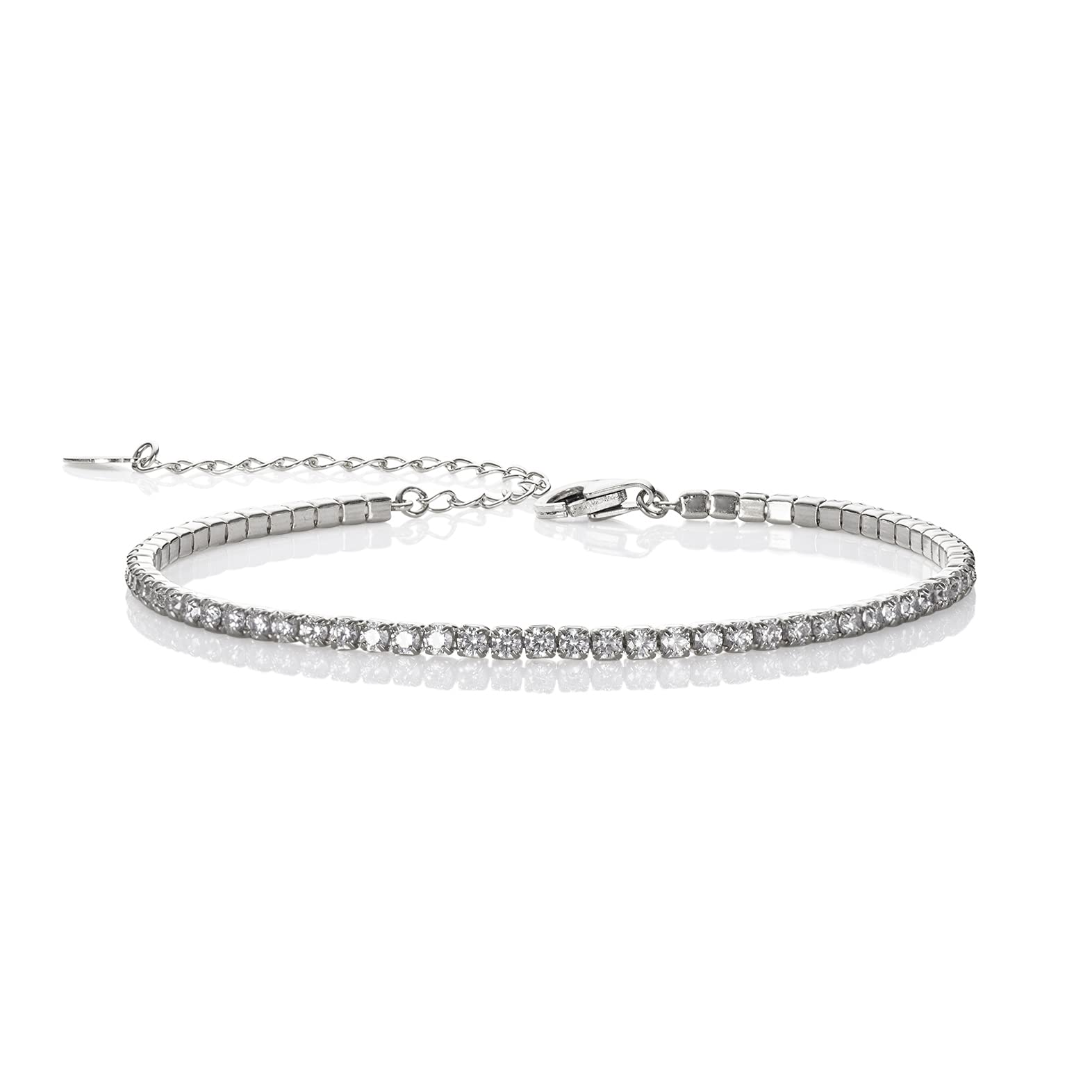 namana Bracciale Tennis in Argento Sterling 925, Braccialetto Sottile per Donna e Raggazza, Delicato Bracciale Tennis con Zirconi Cubici, Gioielli in Argento Sterling 925, Regalo da Donna