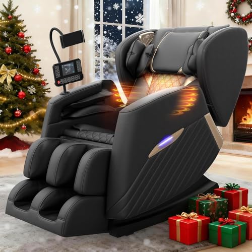 Srfzluxy Massage Chair Full Body Massage Chair with Heating8 Airbags14 Fixed Rollers Calf & Foot MassageBluetooth SpeakerControl PanelPhone Holder for Family & Friends Use (Black)