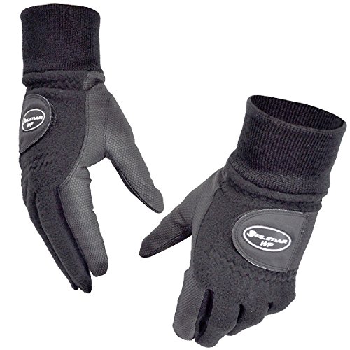 Orlimar Men's Winter Performance Fleece Golf Gloves (Pair), Black, Small