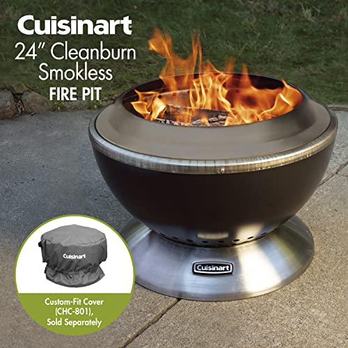 Cuisinart Coh-800 24" Smokeless, Cleanburn Fire Pit & Cha-830 Cleanburn Fire Pit Griddle & Grill 2-In-1, Pre-Seasoned Cast Iron, 126.7 Sq. Inch Space, Coh-800 Cook Top #TOP2