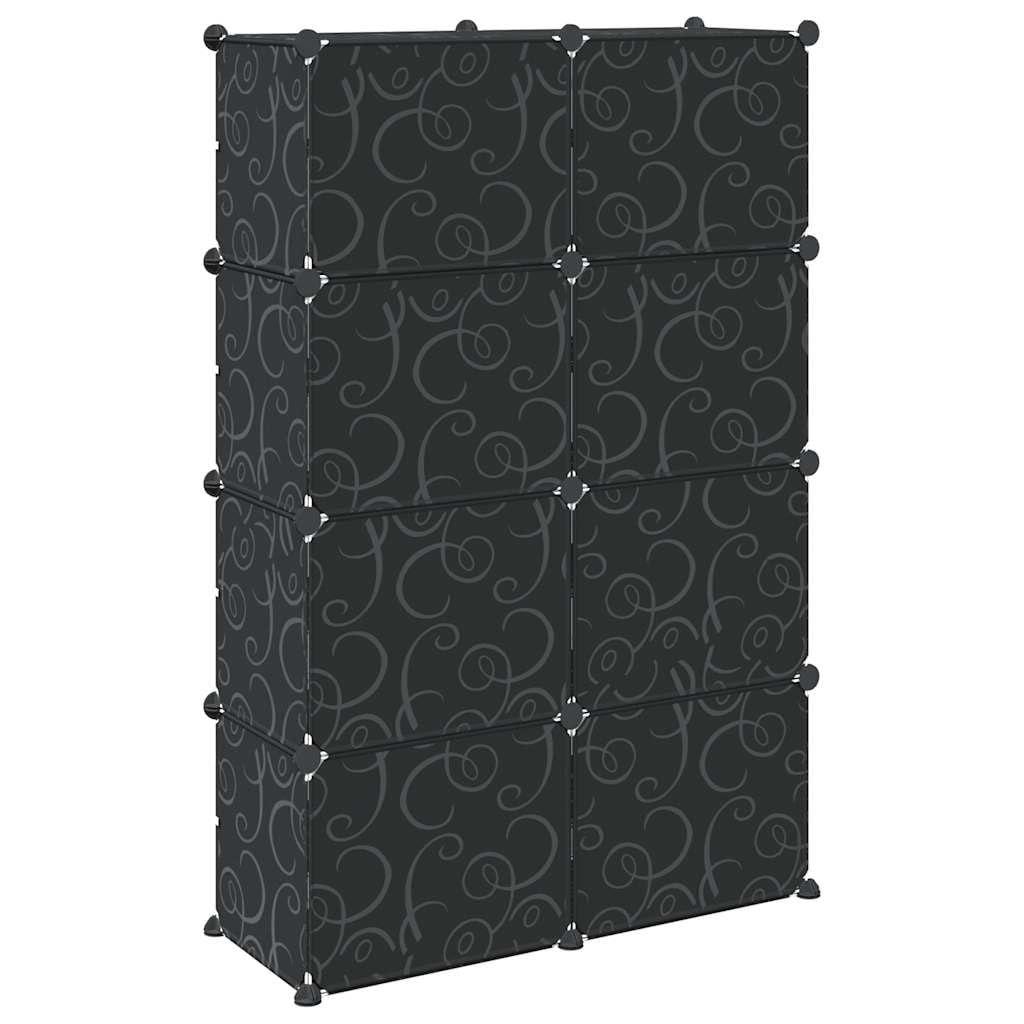 Estantería Cubos 8 Compartimentos PP Negro | Ligero, Resistente al Agua, Fácil de Limpiar, Montaje Rápido, Ideal para Ropa, Zapatos y Libros