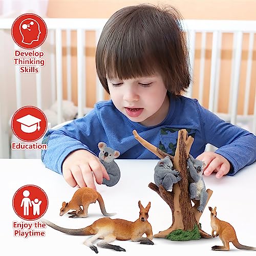 TOYMANY 7 Stück Australische Wild Tiere-Figuren Set Safari Spielfiguren Spielzeug Dschungeltier-Figuren Känguru Koala Tierfigur Plastiktiere Zoo Dschungel Wald, zum Spielen oder als Deko