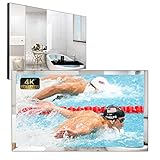 Soulaca 32 inches 4K Smart Mirror TV Waterproof with Built-in WiFi Alexa Voice Control Bathroom Use UHD LED Television ATSC Tuner Bluetooth Hotel Kitchen New