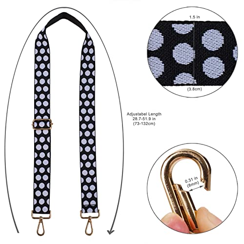 Image of Purse Strap Wide Shoulder Straps, Adjustable Crossbody Bag Strap, Replacement Straps for Women Handbag Canvas (Dot white)