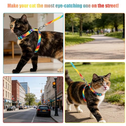 Cat Leash Collar Cat Harness and Leash Set Adjustable Kitten Harness with Leash Lightweight & Soft Pet Safety Harness for Walking and Travel - Image 6