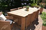 bomey Teak Sitzgruppe Garten Garnitur Tisch (240x100) und 8 Sessel/Stühle Rattan und recyceltes Teak Java Kor