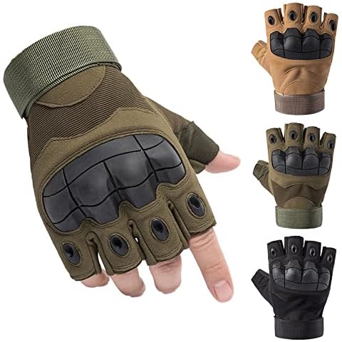 Swygoo Taktische Halbfinger Handschuhe, Paintball-Airsoft-Fingerlos Handschuhe, Airsoft Militär Handschuhe für Motorrad Jagd Radfahren Schießen Wandern Camping Armee Trainingshandschuhe MTB (L, Grün) Cover