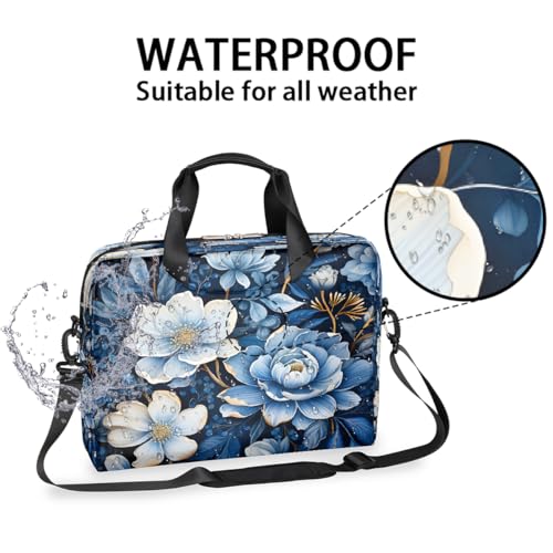 Bolso para laptop de 16 pulgadas blue ethnic flowers miniatura 2