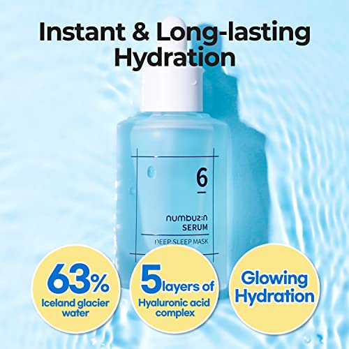 numbuzin No.6 Serum | Deep Sleep Mask Serum | Iceland Glacier Water for Instant and Long-lasting Hydration with Hyaluronic Acid & Niacinamide | Korean Skincare for Dry Skin | 1.69 fl. oz