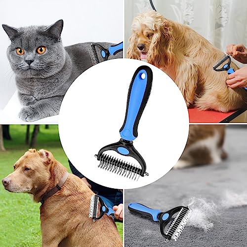 Mesybveo Brosse Chien Brosse Chat en Inoxydable, Brosse pour Chien Double Face 17+9 Dents, Brosse Chien Sous Poil Eliminer Nœuds et Sous Poil, Poignée avec Trou Suspension, pour Chiens, Chats – Image 5