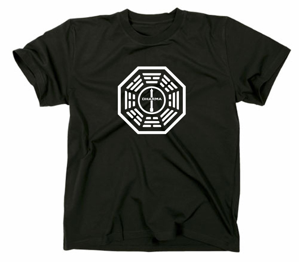 Styletex23 Men's Black Lost The Arrow T-Shirt Logo Dharma Initiative, M
