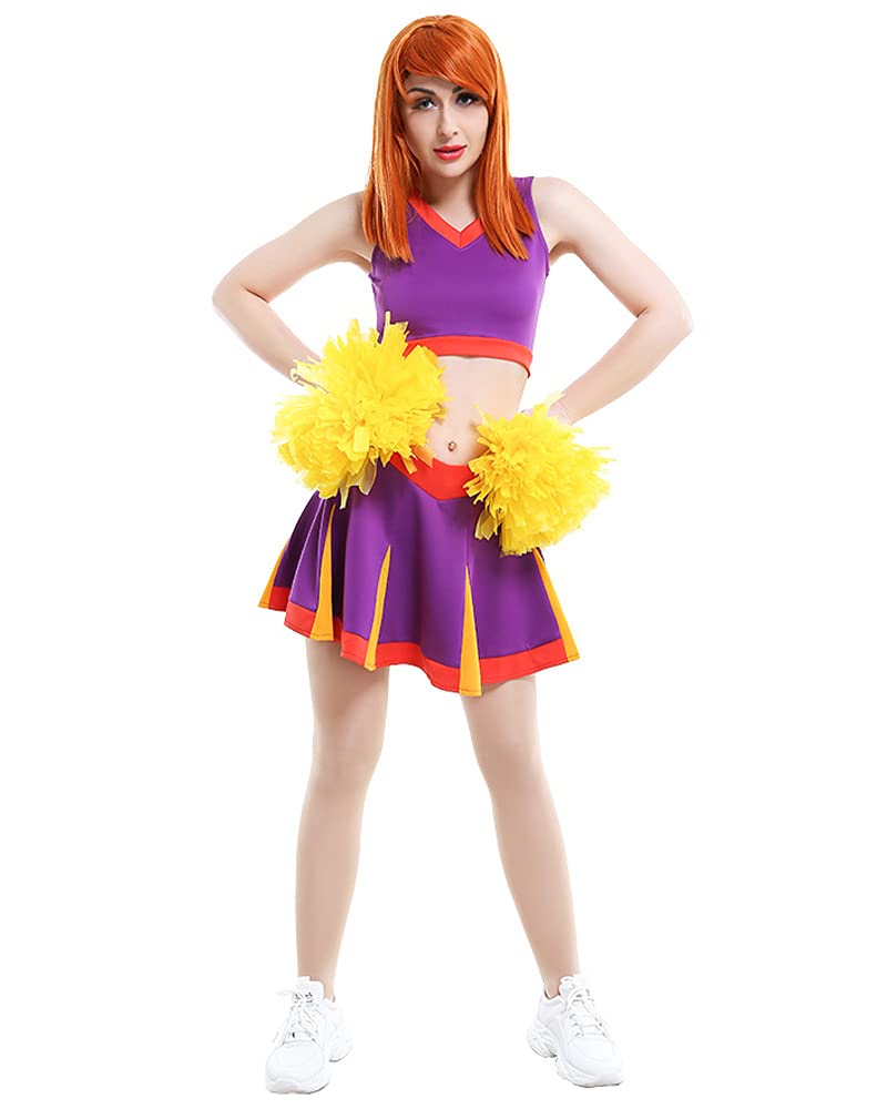 Miccostumes Women's Anime Cheerleader Uniform Sportswear Top and Skirt Outfit Cosplay Costume