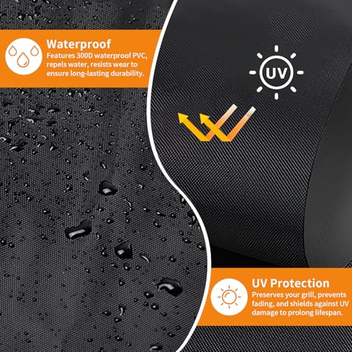 GrillChef Griddle Cover for Blackstone 28 Inch Cooking Station with Hood, 5483 Grill BBQ Cover Waterproof with Buckle Cinch Straps, Lightweight & Weather Resistant, Black - Thumbnail 5