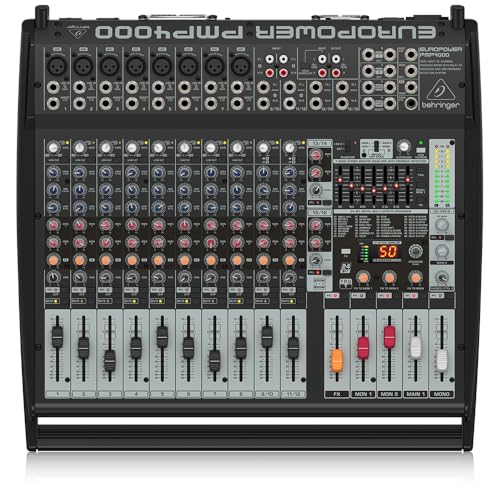 Behringer Europower PMP4000 Powered Mixer – 16 Channels, 1600 Watts with Multi-FX Processor and FBQ Feedback Detection System
