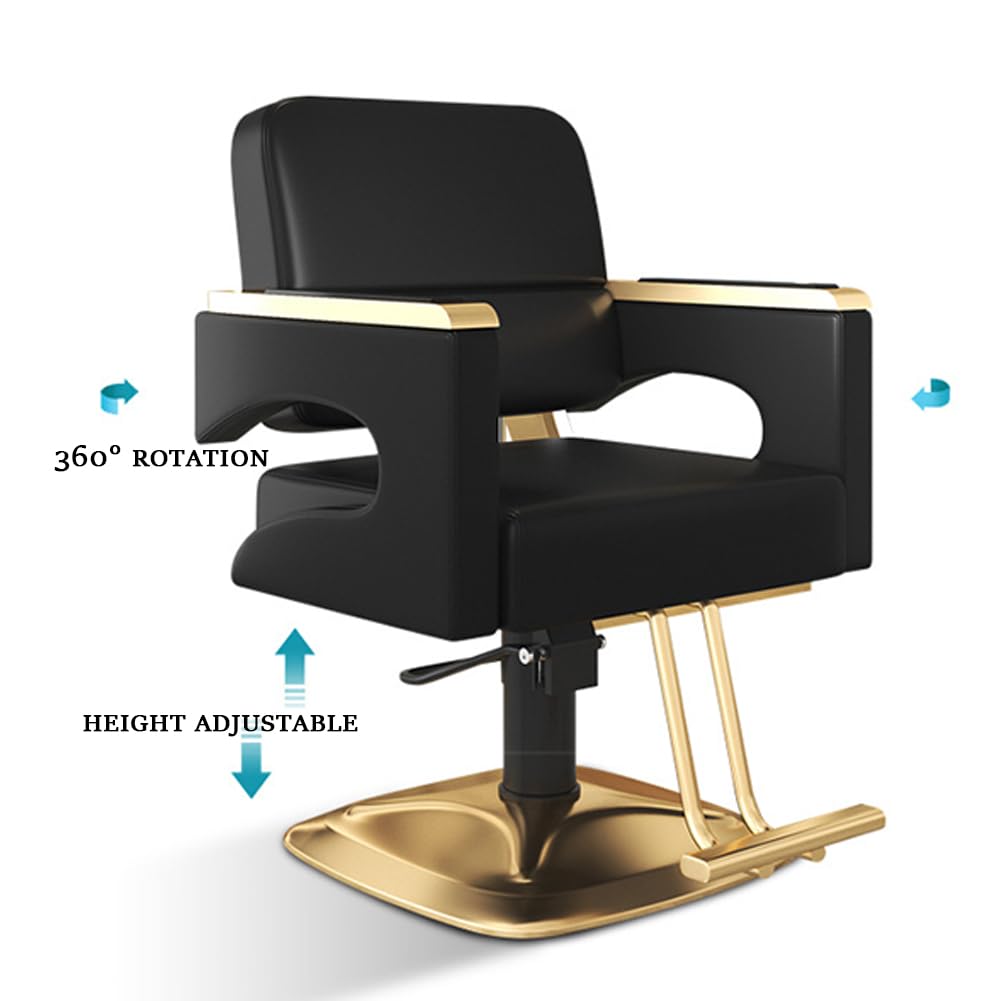 IBOWZ Silla de peluquería Silla de Peluquero con Bomba hidráulica, Silla de peluquería de Cuero PU con Pedal, chasis Cuadrado para barbería, Muebles de salón,D