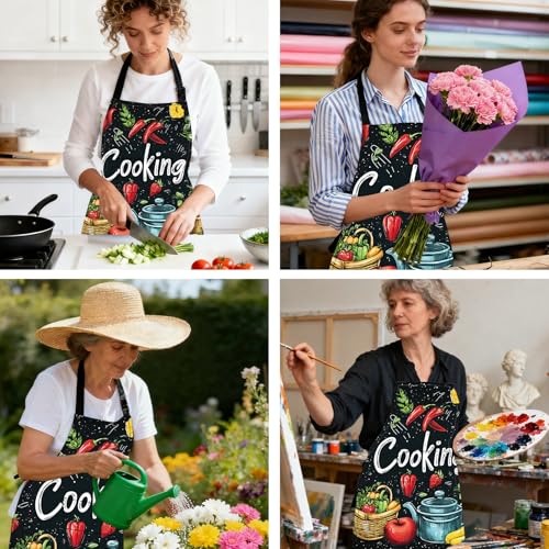 Image of Nuxovilar Cute Cooking Kitchen Apron, 26.77 * 30.7 Inches, Essential for Kitchen Cooking, Baking, Festive Gatherings