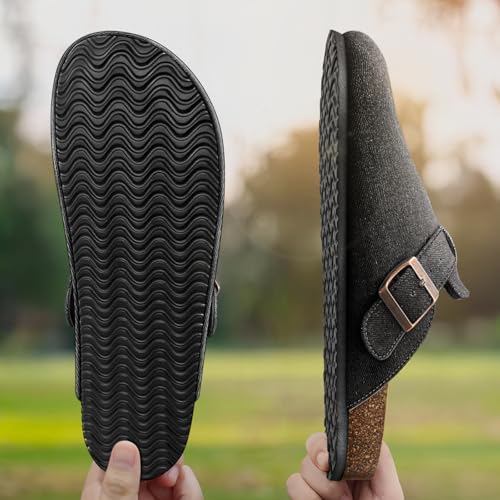 Image of BULLIANT Women Clogs-Fleece-Lined Suede Mules Slippers Nurse Shoes Unisex-Memory Foam Arch Support Cork-Footbed