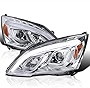Spec-D Tuning LED Chrome Clear Projector Headlights Compatible with 2007-2011 Honda CR-V Left + Right Pair Headlamps Assembly