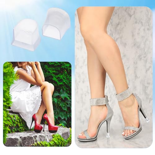 Image of 12 Pairs Heel Caps for High Heels, 6 Sizes Heel Stoppers Heel Protectors Anti-Slip Noise Reducing, Heel Replacement Tips for Women Wedding, Grass, Wetlands Outdoor Events (Black, Clear)