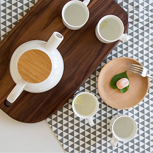 Tamume 700Ml White-Ocean Style Porcelain Teapot With Stainless Steel Filter Coil, Bamboo Lid And Large Spout Design (700Ml Teapot) #TOP7