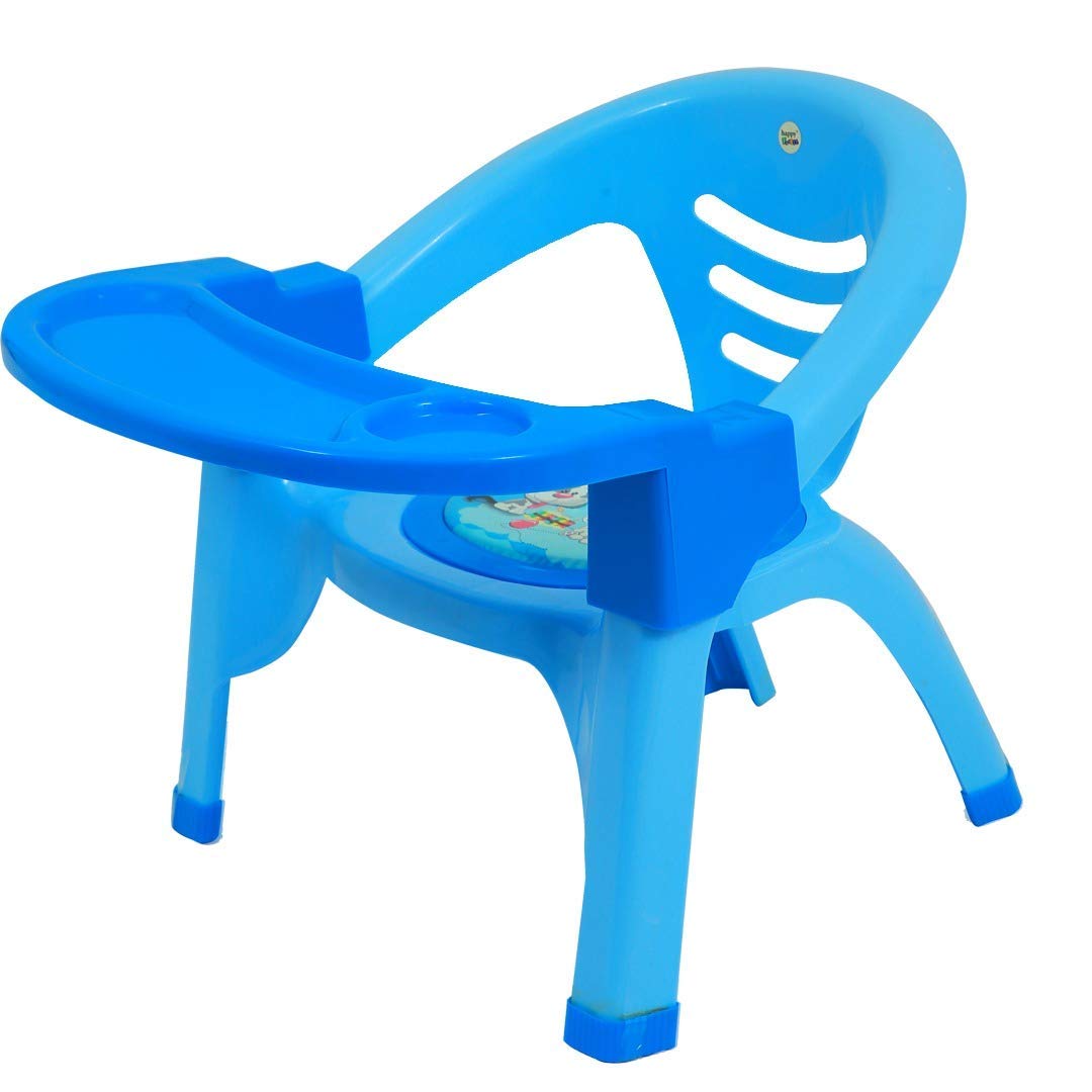 Nabhya Small Baby Chair with Safety Tray and Soft Cushion with Baby Whistle Sound-Random Color (Blue) 3