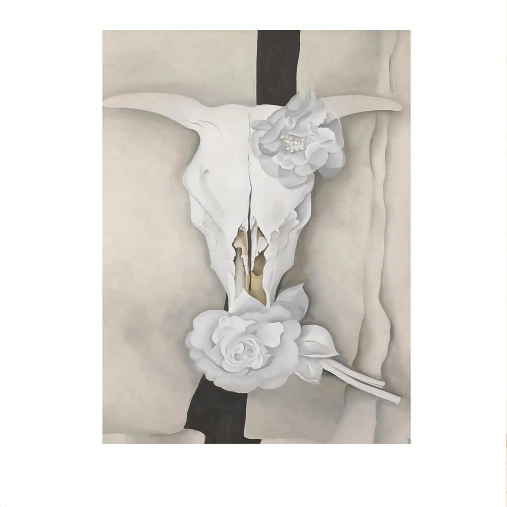 LHHJF LJHFA Georgia O'Keeffe Posters Cow's Skull with Calico Roses Canvas Wall Art Georgia O'Keeffe Prints And Painting Home Decor Pictures 40x60cm No Frame