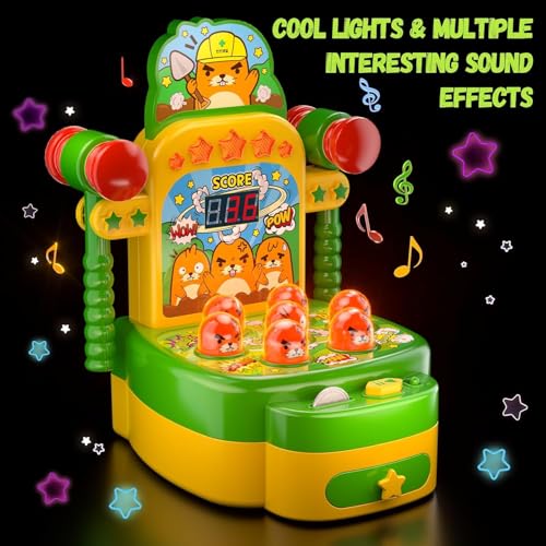 Image of Amoyasite Mole Whack Game for Kids, Arcade Game Toy for Kids Ages 3+, Mini Electronic Hammering Interactive Pounding Game, Cartoon Cute Style Halloween Toy, Gift for Toddler Boys Girls