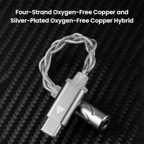 Image of QKZ TC MAX USB DAC, USB-C to 3.5mm DAC with KT02F20 Chip, High-Purity OFC Silver-Plated Cable, Low Distortion, Powerful Output for Audiophiles and Professionals