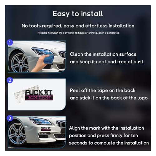 Image of Dickno Fuck It Edition Emblem for Car, Auto Fender Bumper Decoration Stickers, Vehicle 3D Side Fender Rear Trunk Decal Badge, Universal Exterior Accessories for Car Truck SUV (Black Rose)