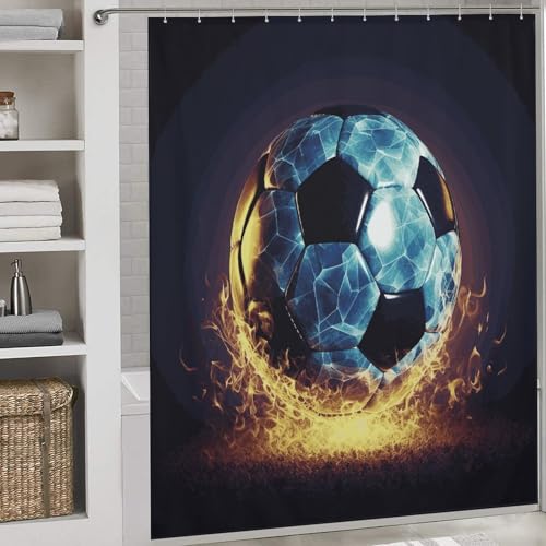Rideau de douche anti éclaboussures en polyester robuste imprimé football
