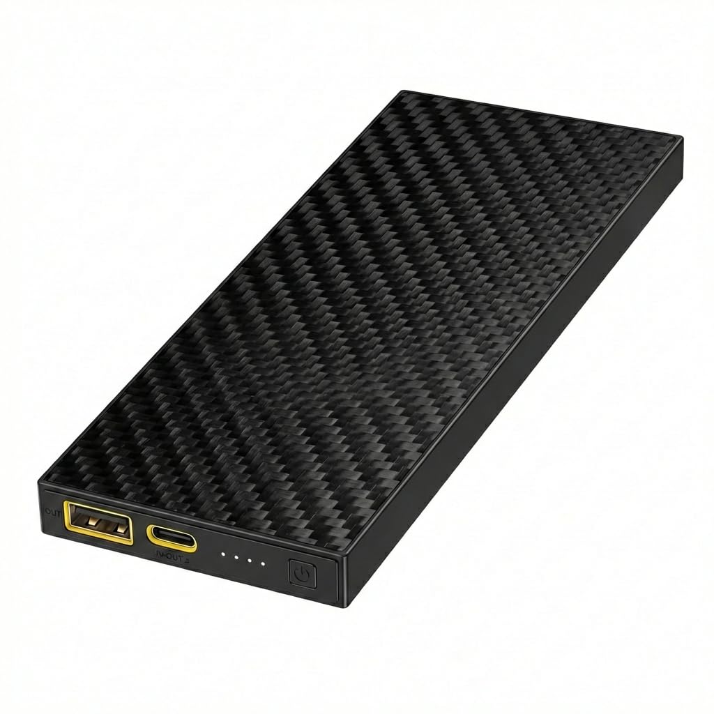 SSB10K - Cargador portátil de fibra de carbono de estado sólido de 10000 mAh, ultradelgado de 1,1 cm, ligero de 175 g, batería externa segura y duradera para teléfono, Android, viajes