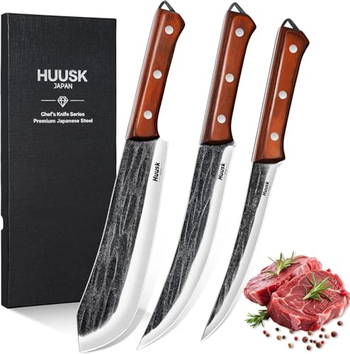 Huusk Butcher Knife Set for Meat Cutting, 3PCS...