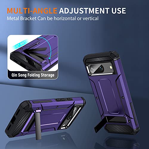 Coque Google Pixel 8 violette BAISRKE avec protection écran et béquille