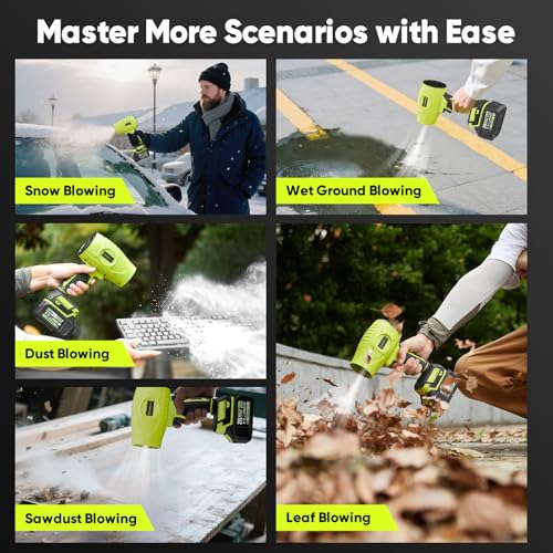 Image of Sakerplus Cordless Leaf Blower, Portable Dust Cleaner Cordless, Handheld Blower, Hand Blowers for Lawn Care, Patio Cleaning, Leaves and Dust Blowing, 4.0Ah Battery and Charger Included (1 Battery)