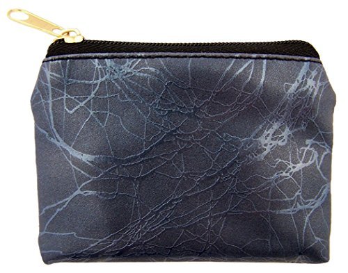 WJH Bolsa de couro com estampa de mármore com zíper, 8,89 cm, Azul marino, 1